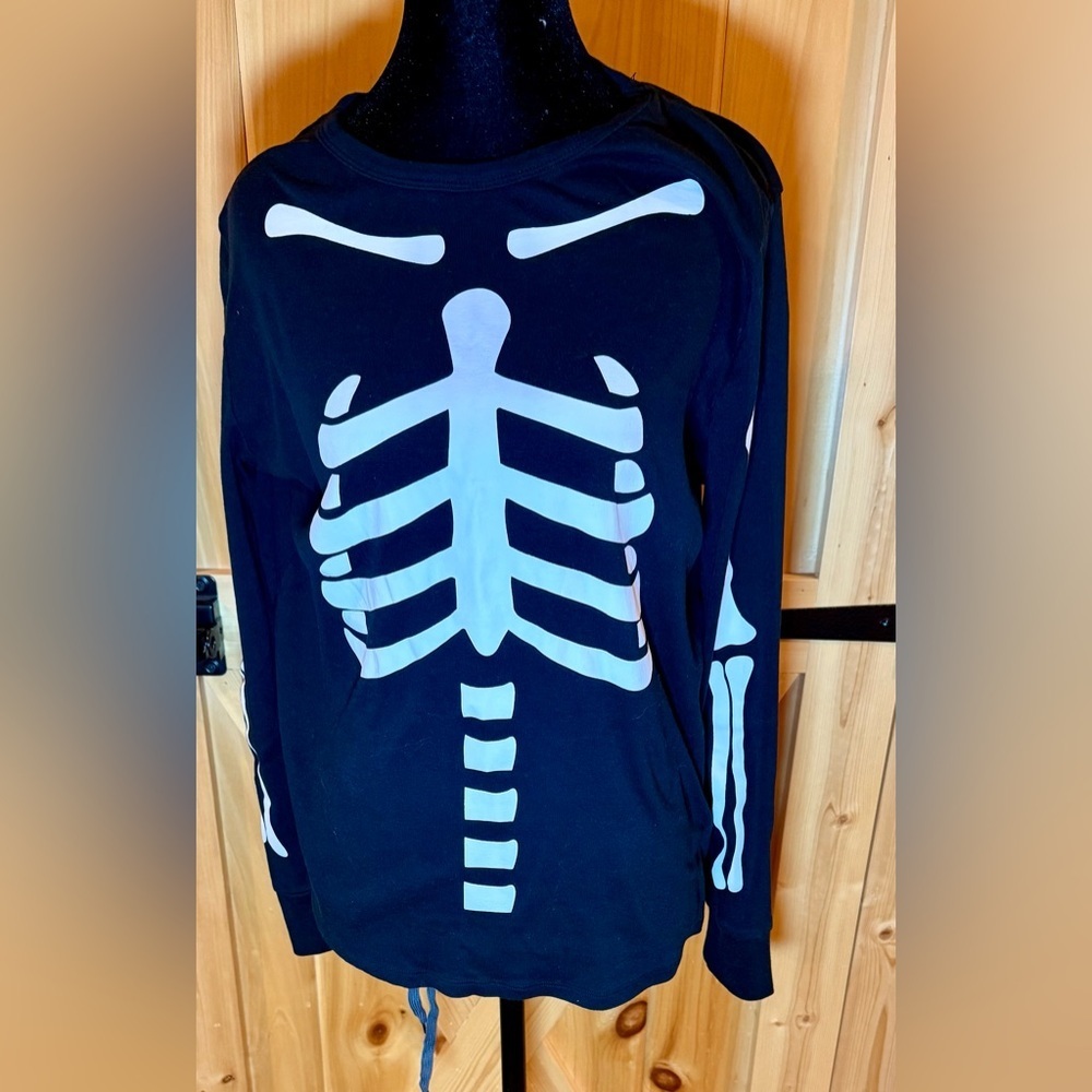 Target Black Skeleton Print Long Sleeve Shirt, size L